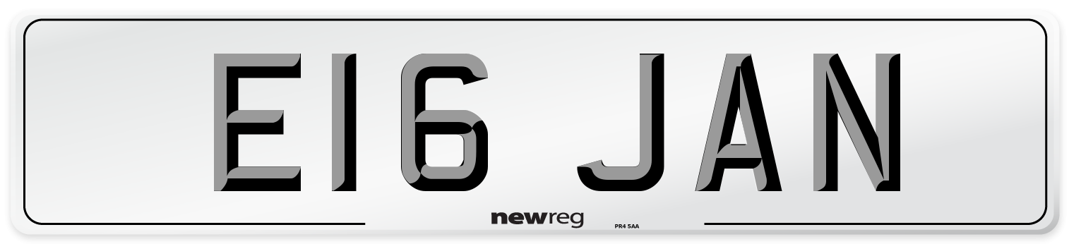 E16 JAN Number Plate from New Reg